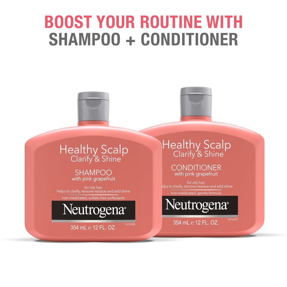 Neutrogena before and after hair shine comparison illustrating reduced buildup and enhanced gloss
