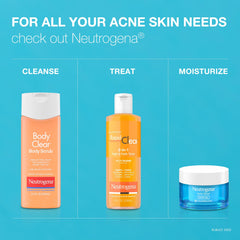 Neutrogena applying wash to chest and shoulders to reduce breakouts