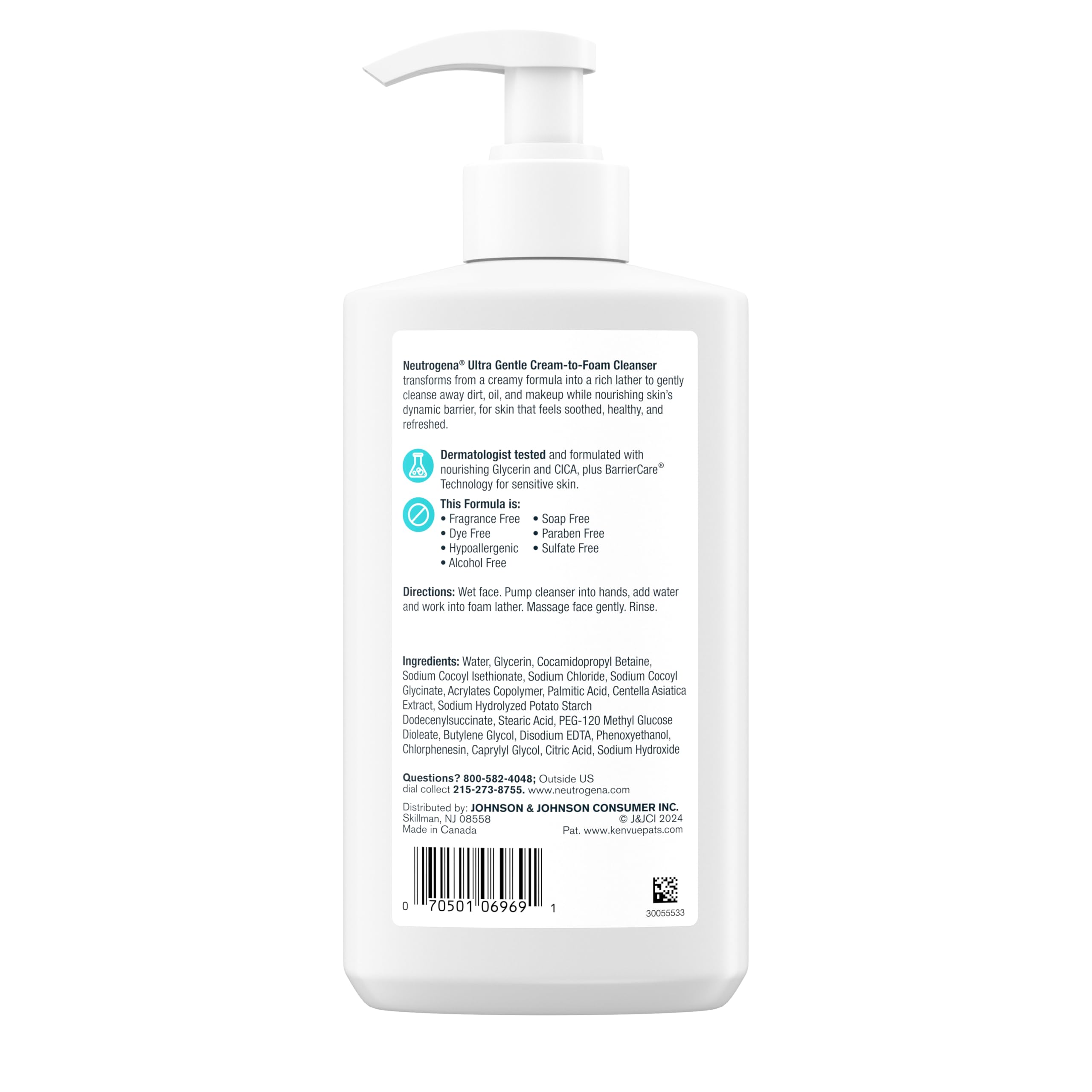 Neutrogena cica and glycerin ingredient visual stressing soothing and hydration support