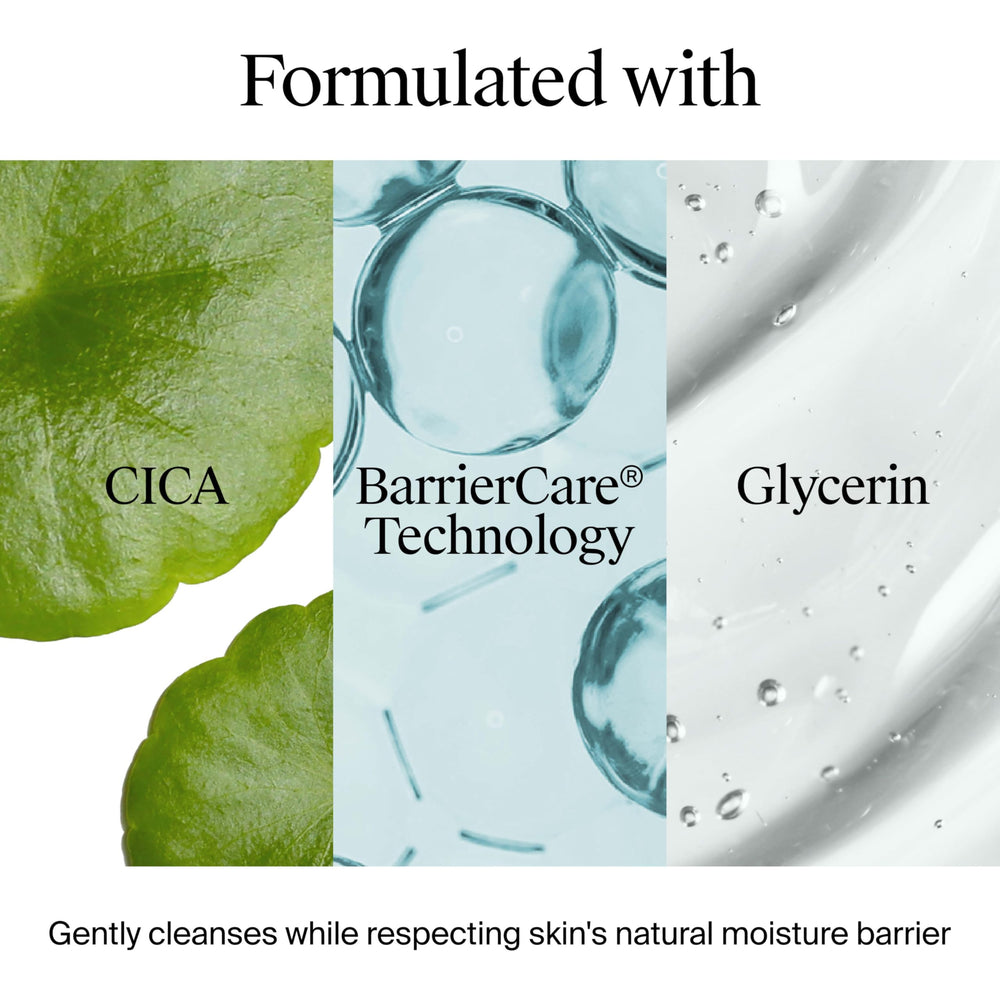 Neutrogena cleanser rinsing off face showing clean, refreshed skin benefit