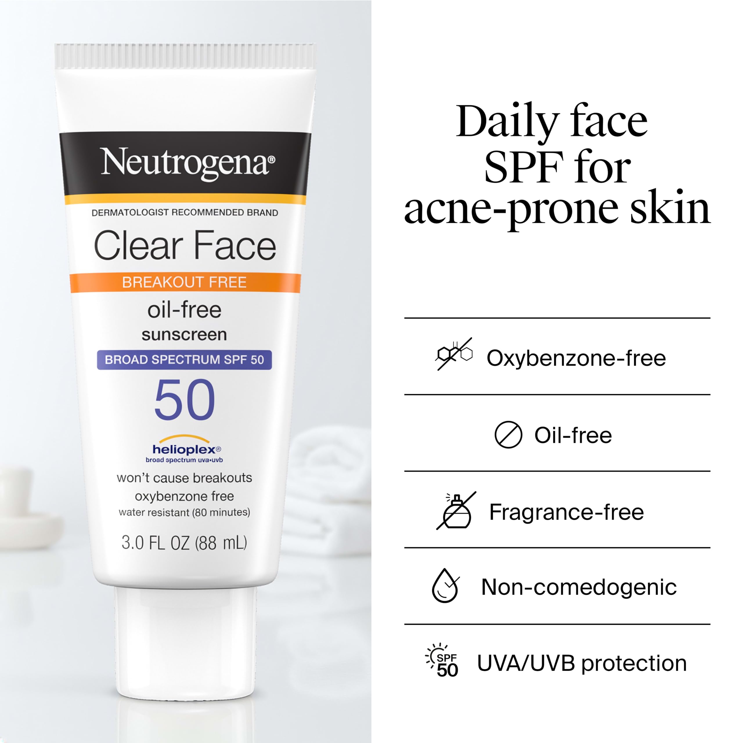 Neutrogena three-fluid-ounce tube beside common items to show compact size