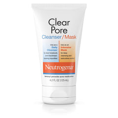 Neutrogena jar front view showing clear-pore cleanser mask and benefits