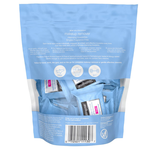 Neutrogena close-up of pre-moistened towelette texture that gently dissolves makeup