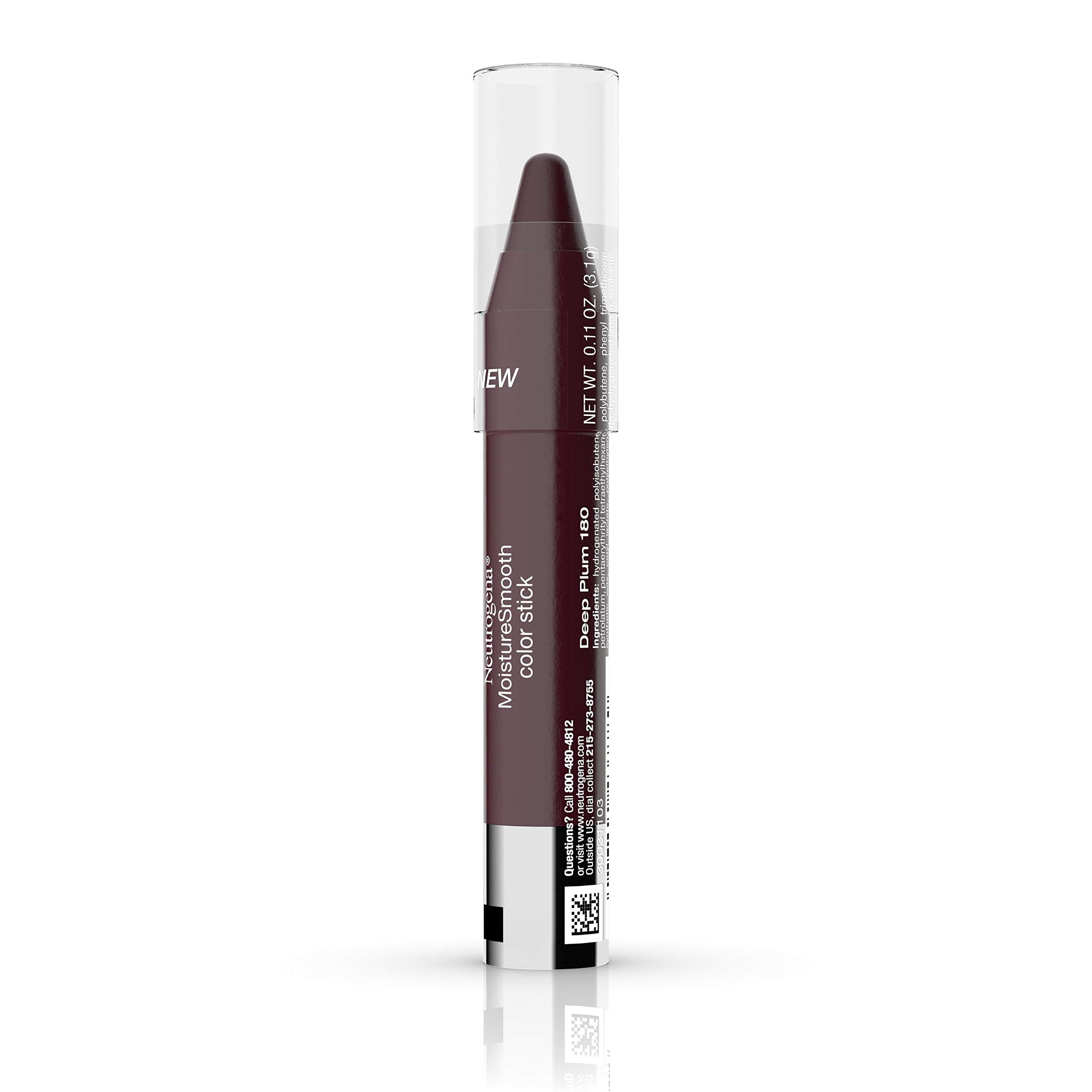 Neutrogena Deep Plum applied on lips demonstrating rich plum color and hydration
