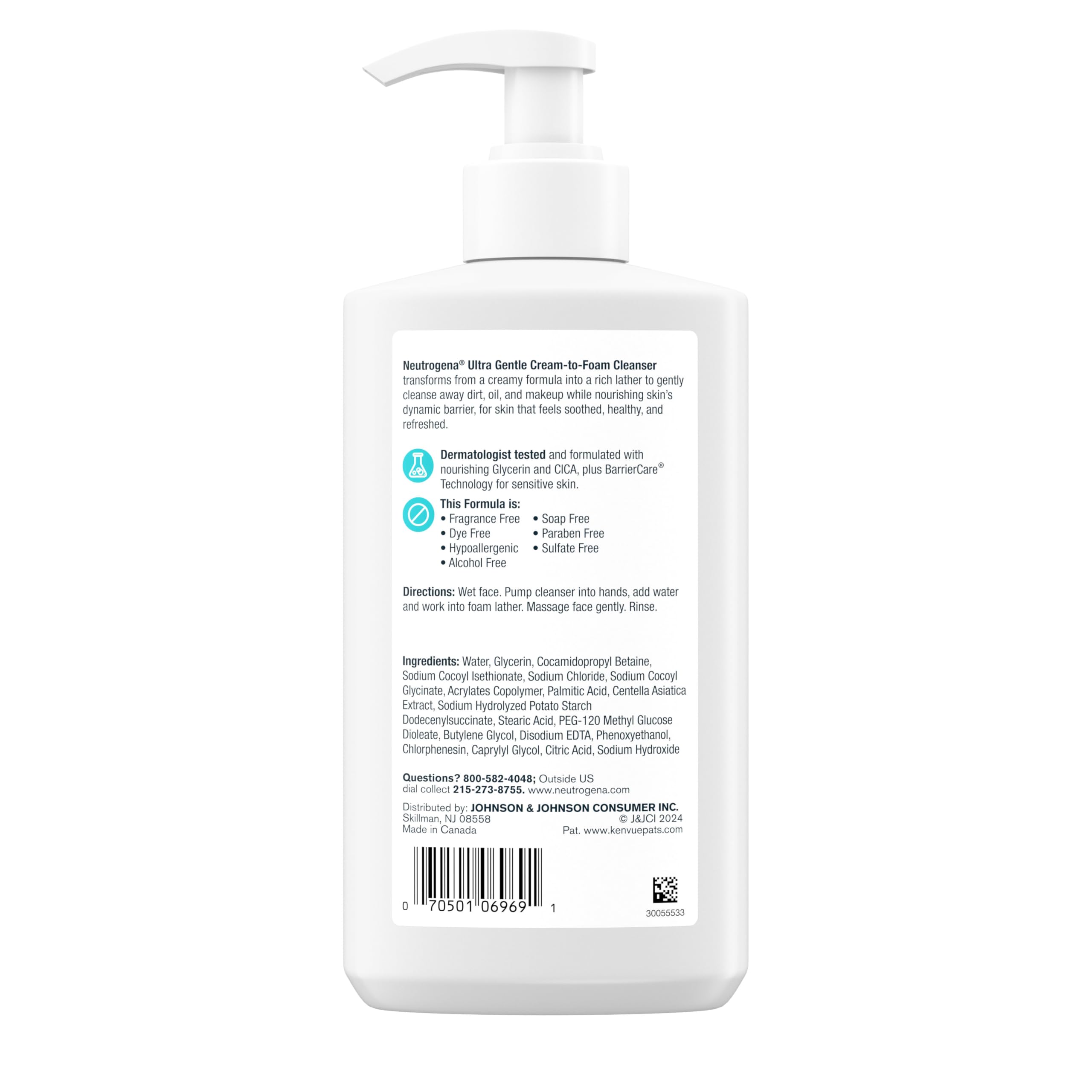 Neutrogena empty rinse clean sink shot illustrating residue-free finish and refreshed skin