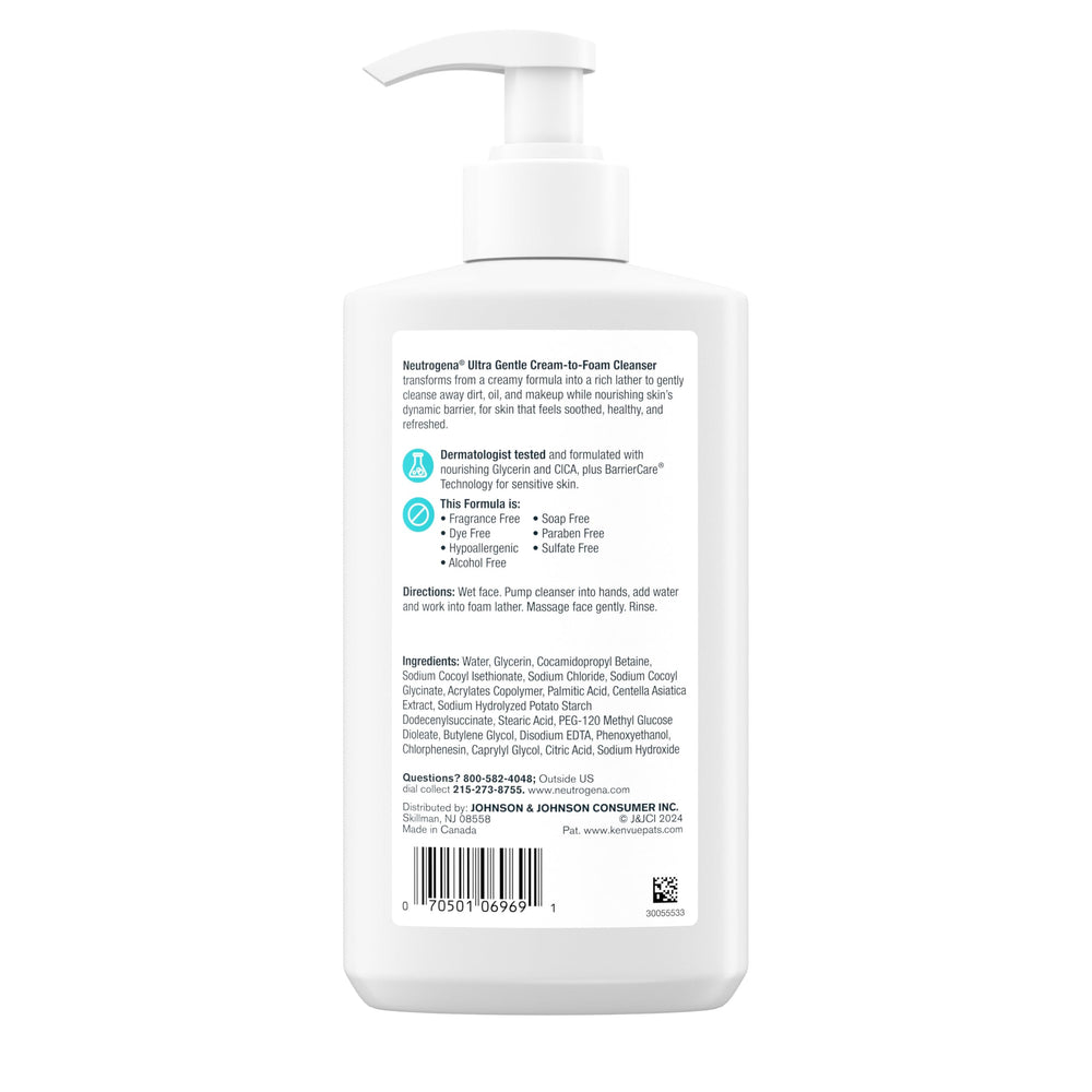 Neutrogena empty rinse clean sink shot illustrating residue-free finish and refreshed skin