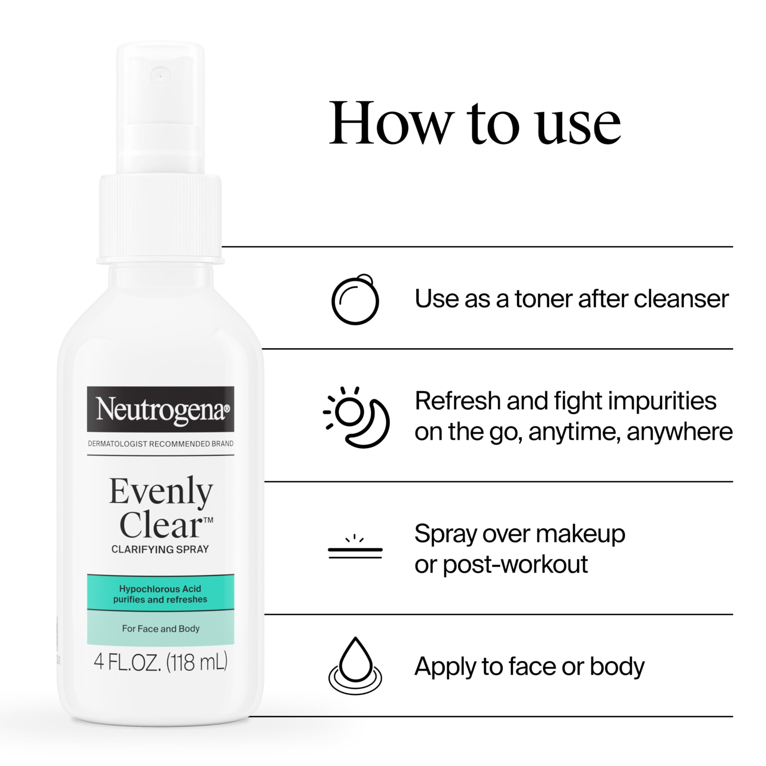 Neutrogena label detail emphasizing stabilized hypochlorous acid benefit