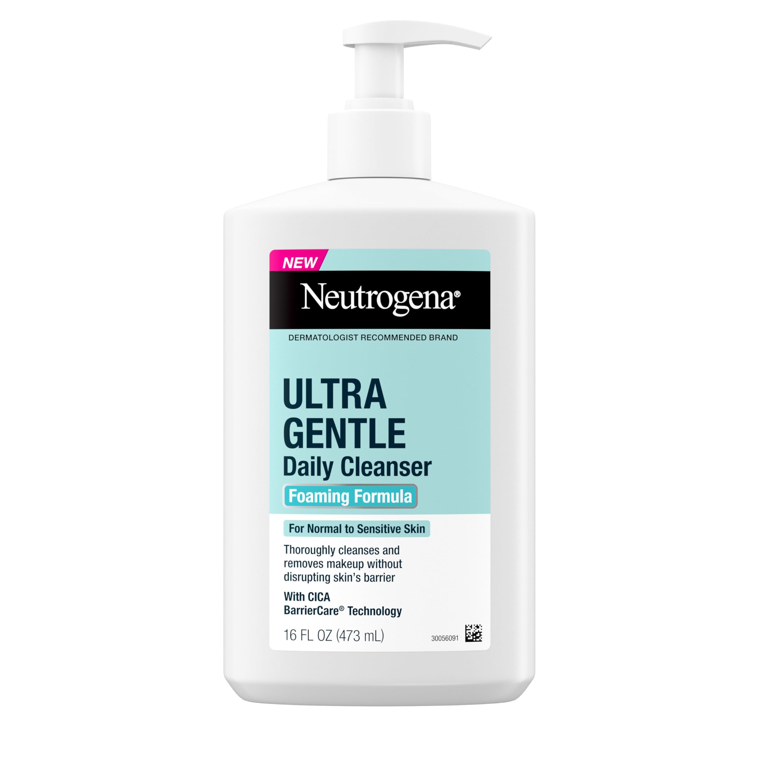 Neutrogena bottle front pump showing product for easy daily dispensing