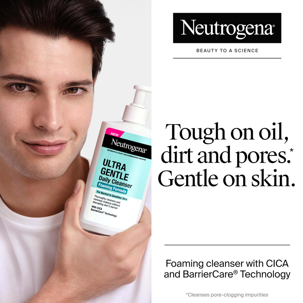 Neutrogena foam texture on hand demonstrating gentle soft lather benefit