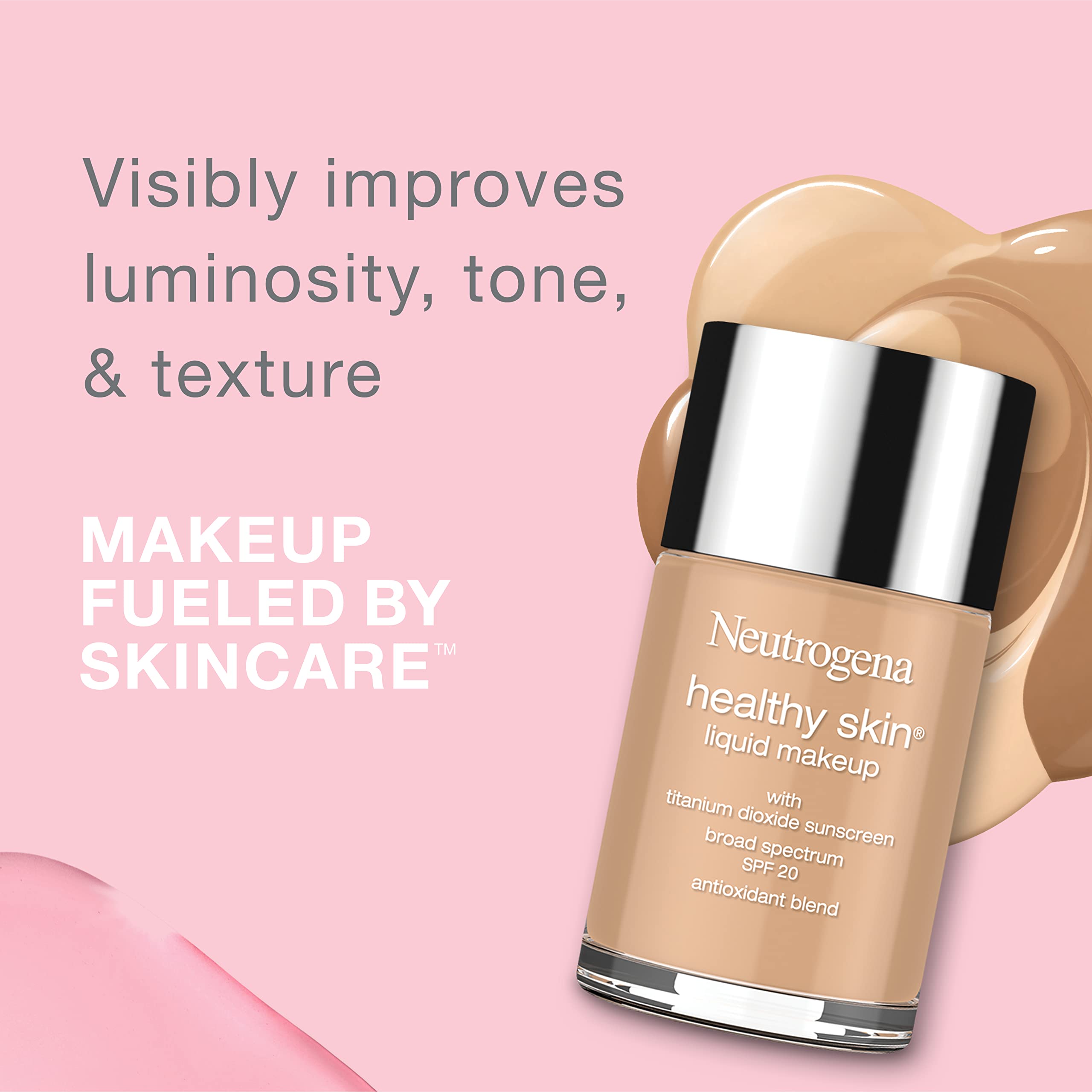 Neutrogena foundation pump and cap close-up highlighting easy dispensing benefit