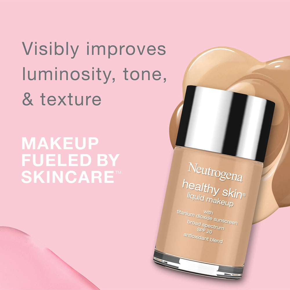 Neutrogena foundation pump and cap close-up highlighting easy dispensing benefit
