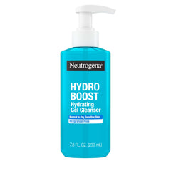 Neutrogena front bottle showing Hydro Boost gel cleanser and easy pump benefit