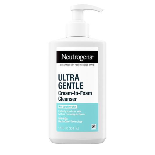 Neutrogena front packaging 12oz showing bottle and brand, conveys gentle daily cleansing