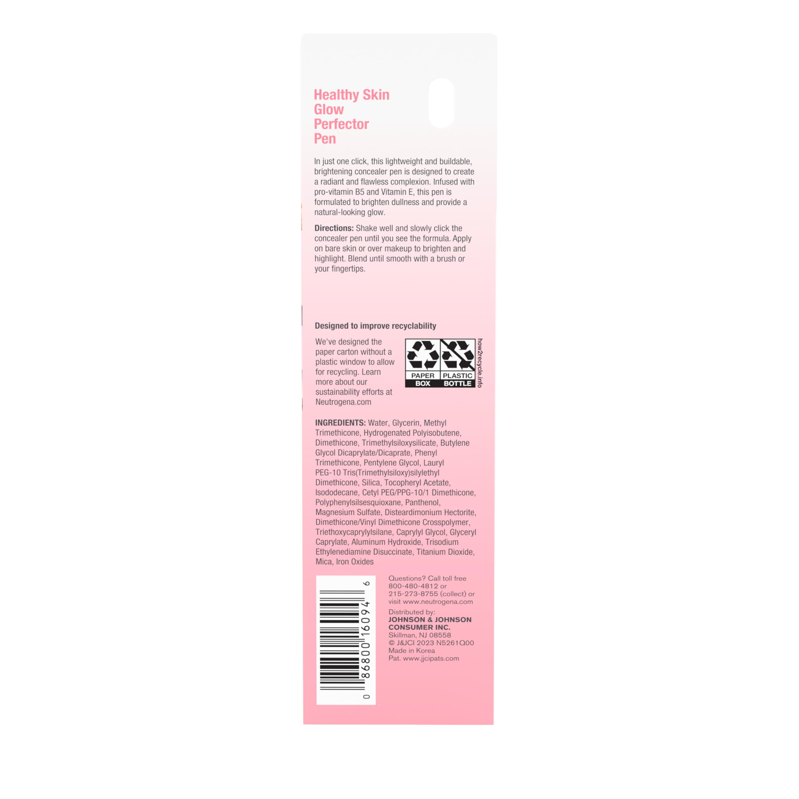 Neutrogena ingredient label close-up showing Pro-Vitamin B5 and Vitamin E benefits
