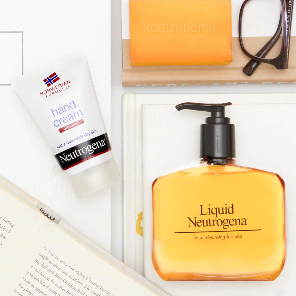Neutrogena glycerin texture close-up showing glossy liquid benefit: humectant-driven moisture retention