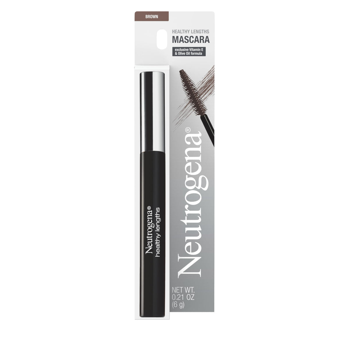 Neutrogena tube front packaging showing product and brown shade benefit