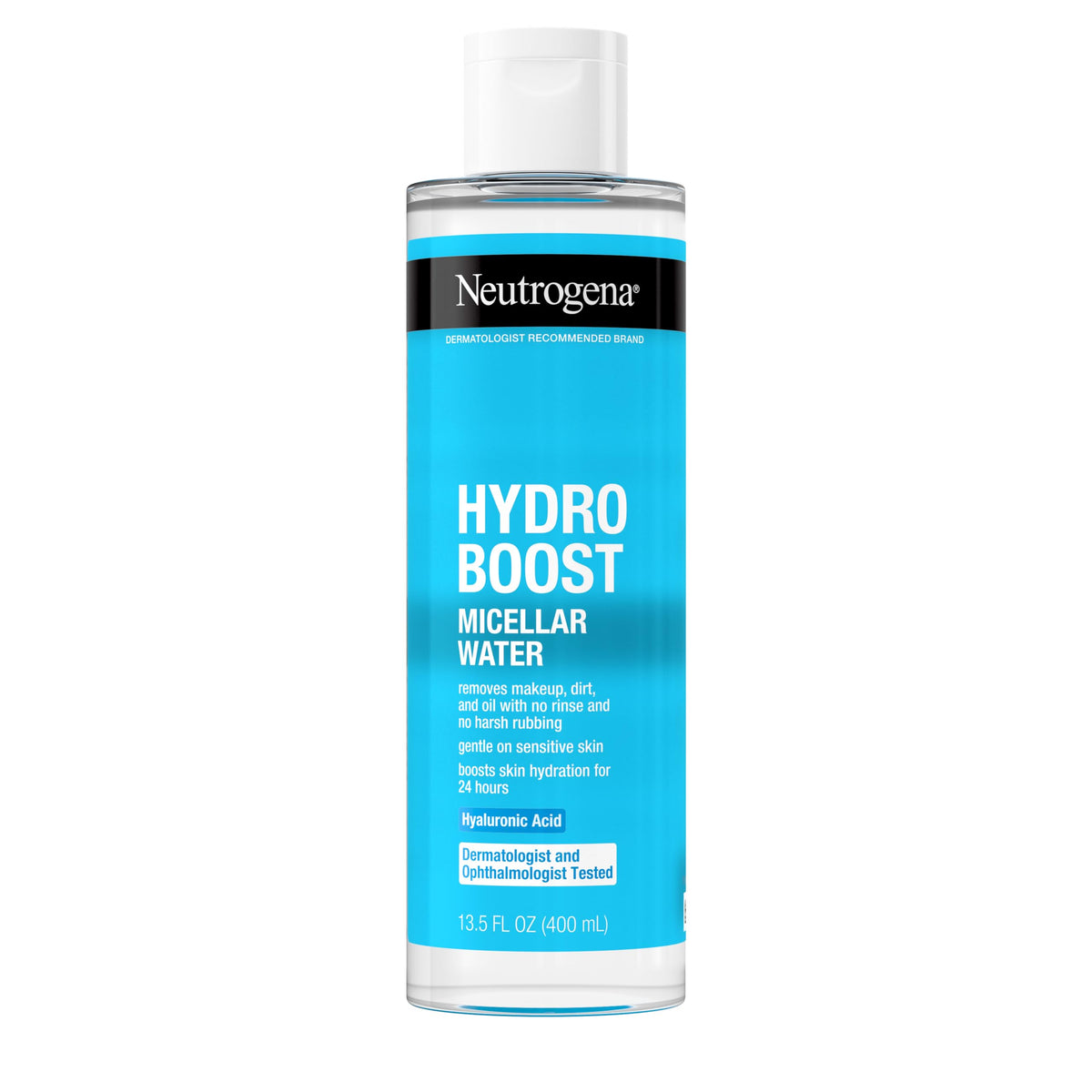 Neutrogena front bottle view showing label and size, emphasizes gentle cleansing