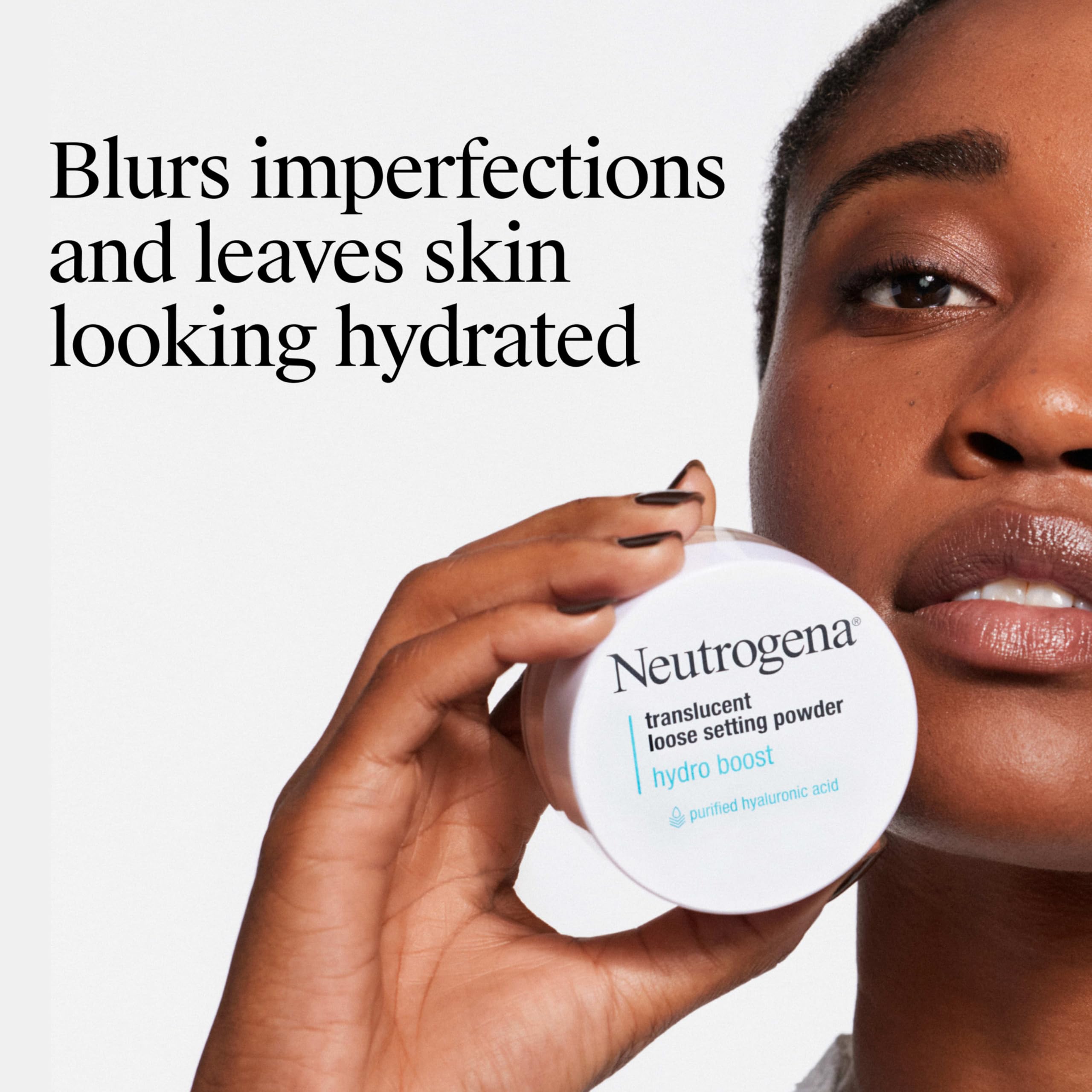 Close-up of Neutrogena Hydro Boost powder texture, showing ultra-fine particles for smooth finish