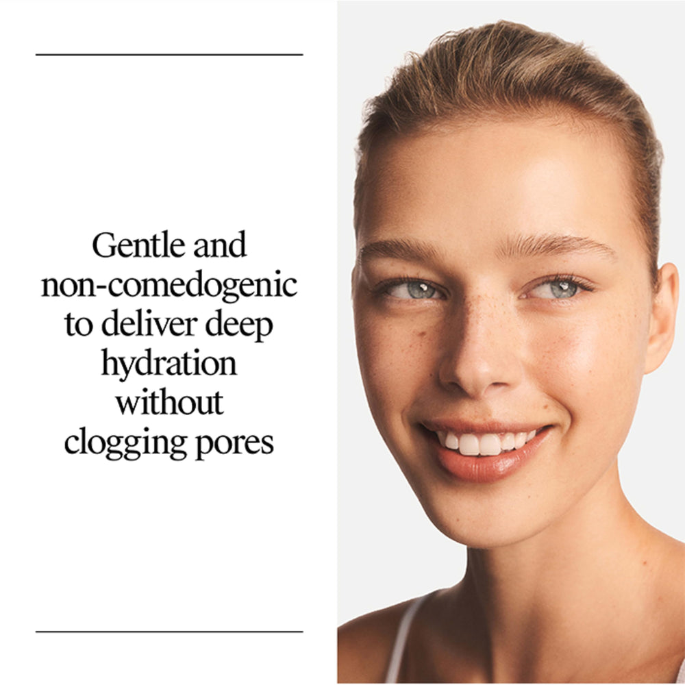 Neutrogena model wearing hydrogel mask demonstrating fit benefit