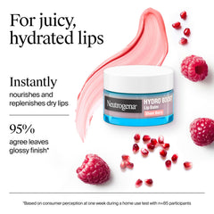 Neutrogena Hydro Boost on lips close-up showing sheer berry tint and glossy hydration benefit