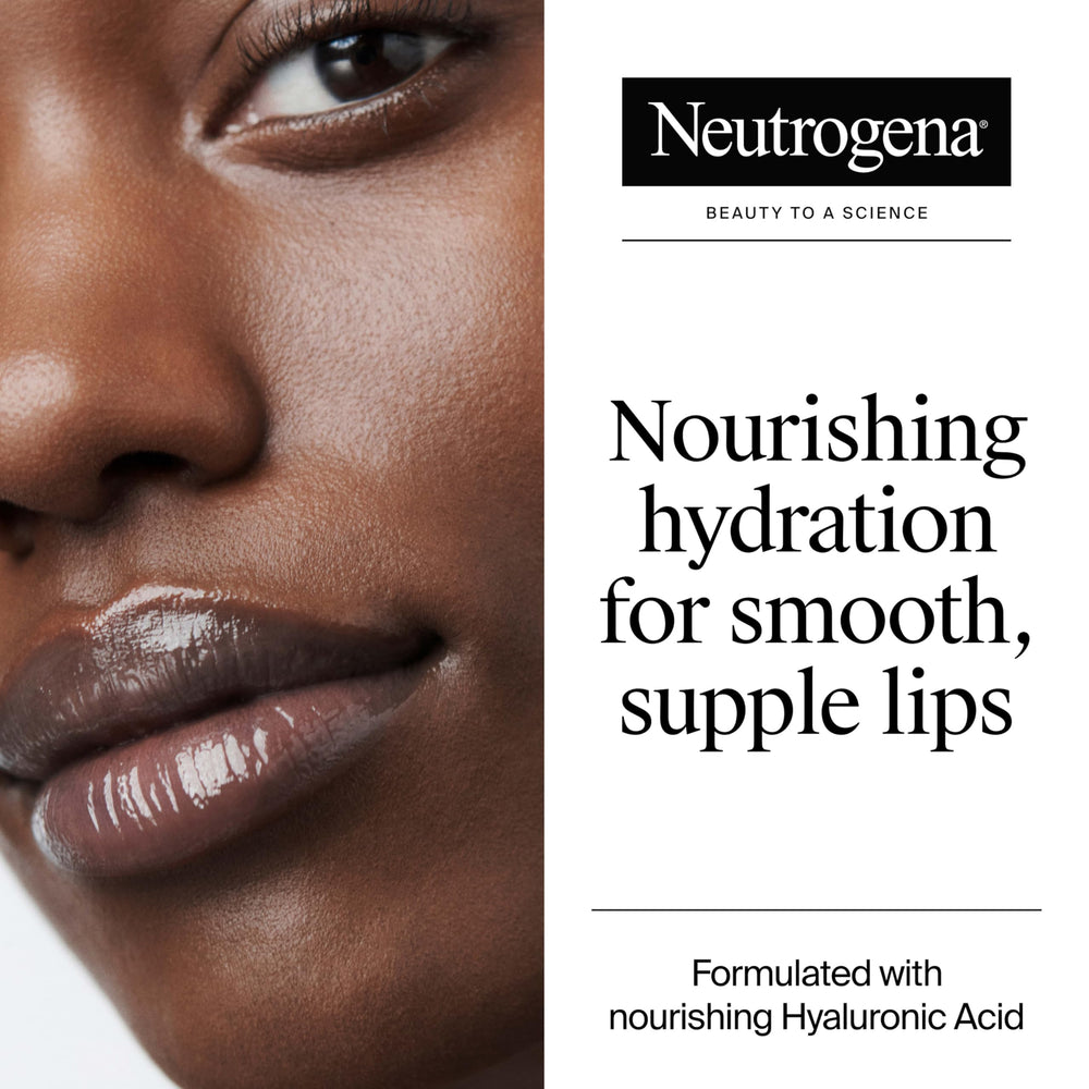 Neutrogena open jar close-up showing balm texture for smooth lip application
