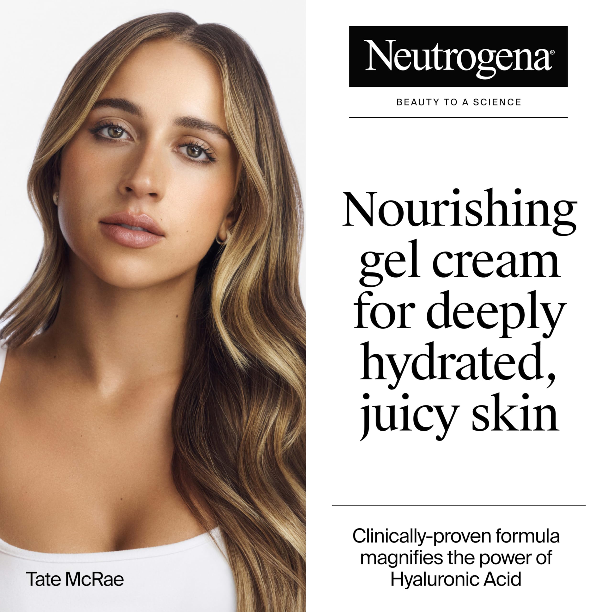 Neutrogena open jar showing gel-cream texture that quickly absorbs for smooth skin