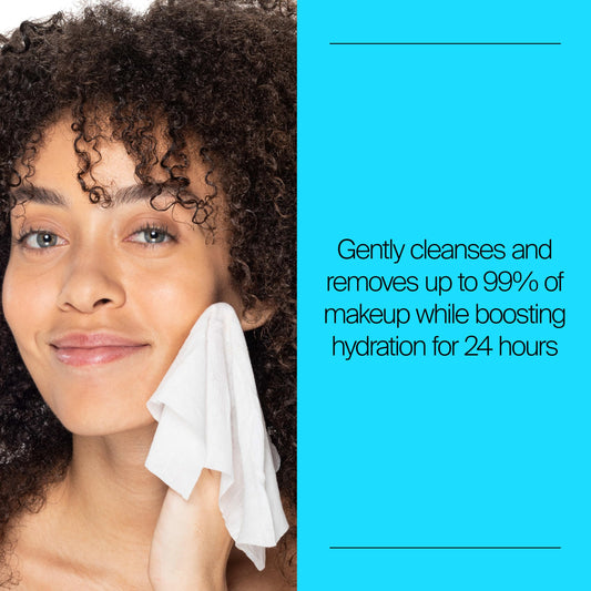 Neutrogena Hydro Boost open pack with a single premoistened wipe ready for quick cleansing