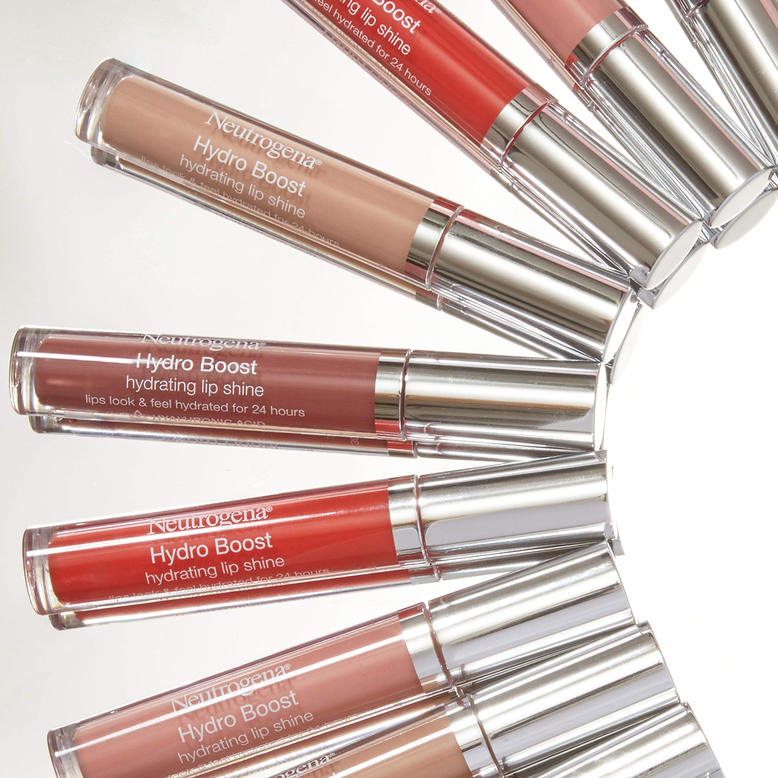 Neutrogena texture swatches on skin showing buildable gloss and shine