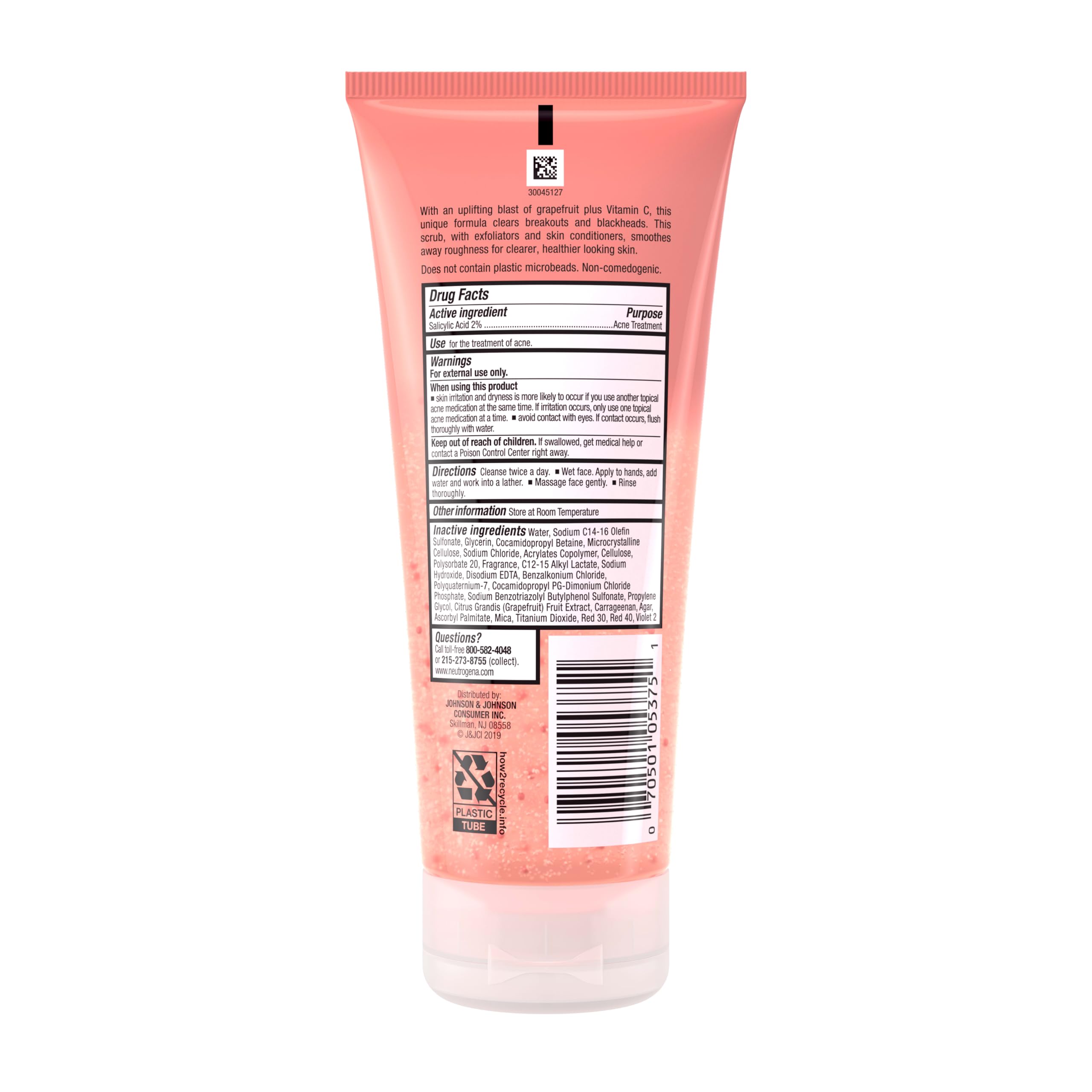 Neutrogena pink grapefruit and vitamin C ingredients highlighting refreshment