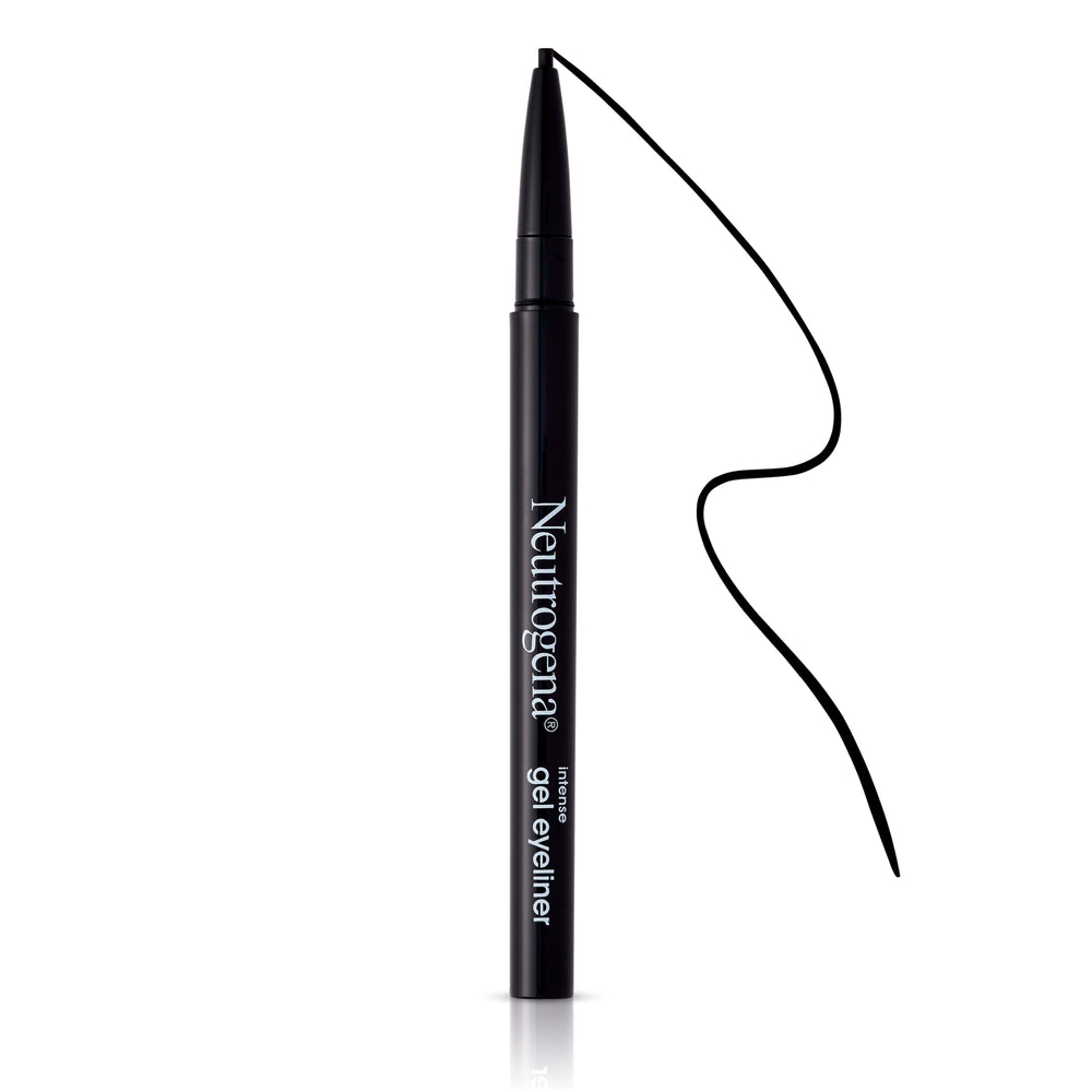 Neutrogena gel eyeliner water drop on set line, shows water-resistant holding power