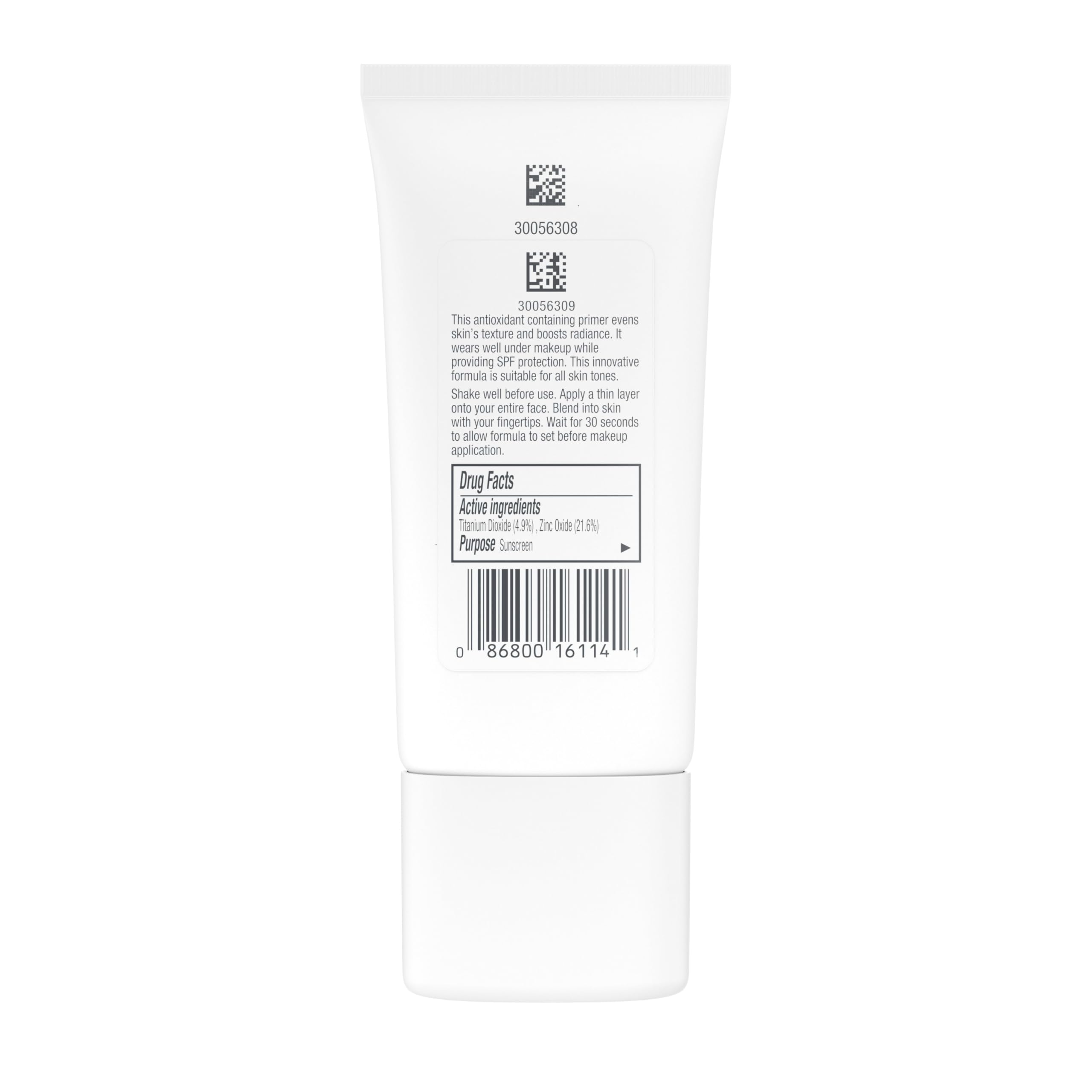 Neutrogena label closeup highlighting SPF 30 and antioxidant ingredients