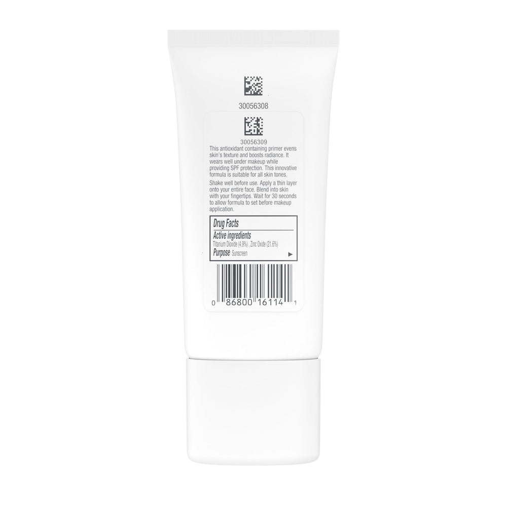 Neutrogena label closeup highlighting SPF 30 and antioxidant ingredients