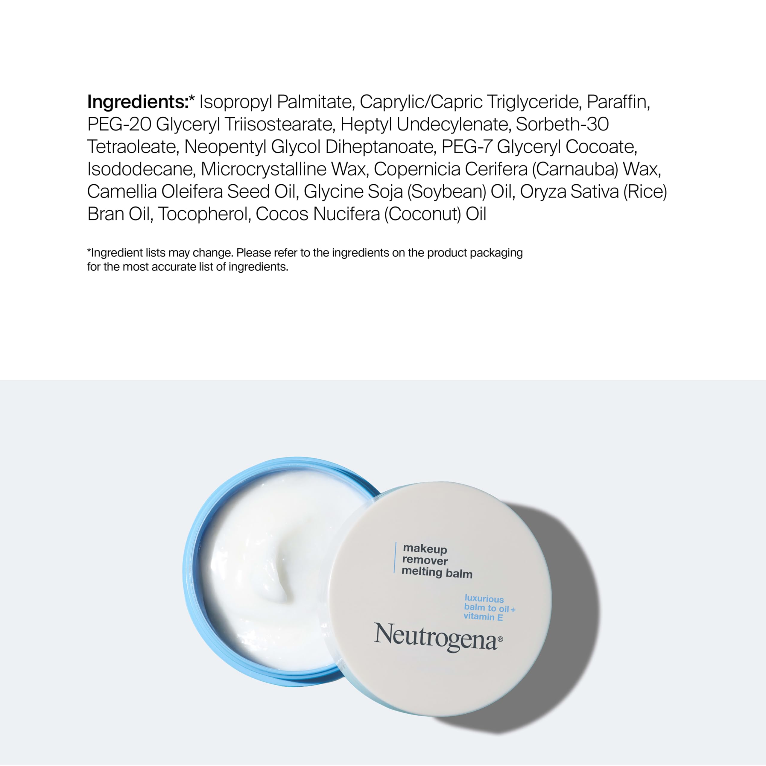 Neutrogena label ingredient panel showing vitamin E and fragrance-free formulation benefit