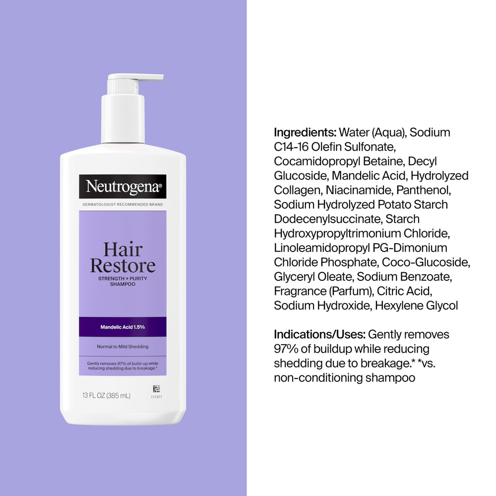 Neutrogena shampoo on bathroom shelf in routine setting for daily use benefit