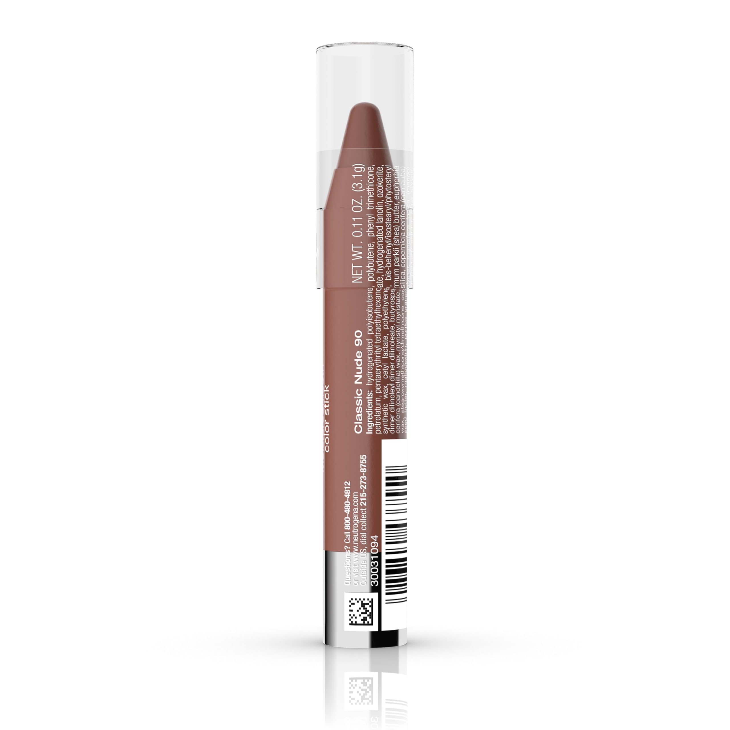 Neutrogena lip swatch on hand illustrating buildable color and moisturizing effect