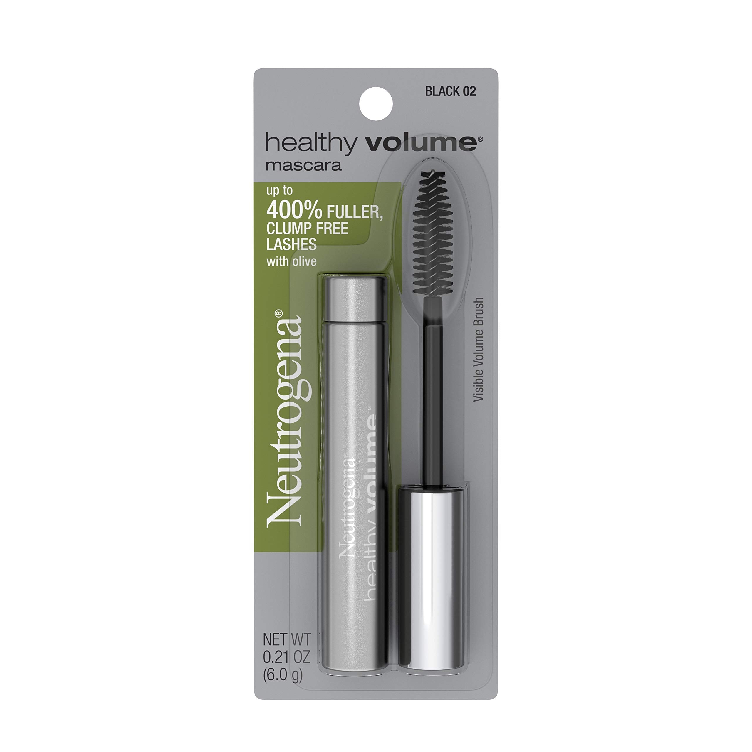 Neutrogena mascara brush close-up demonstrating volume-building design