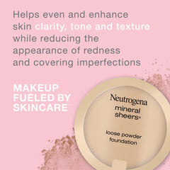 Neutrogena open lid with loose powder visible for controlled application and coverage