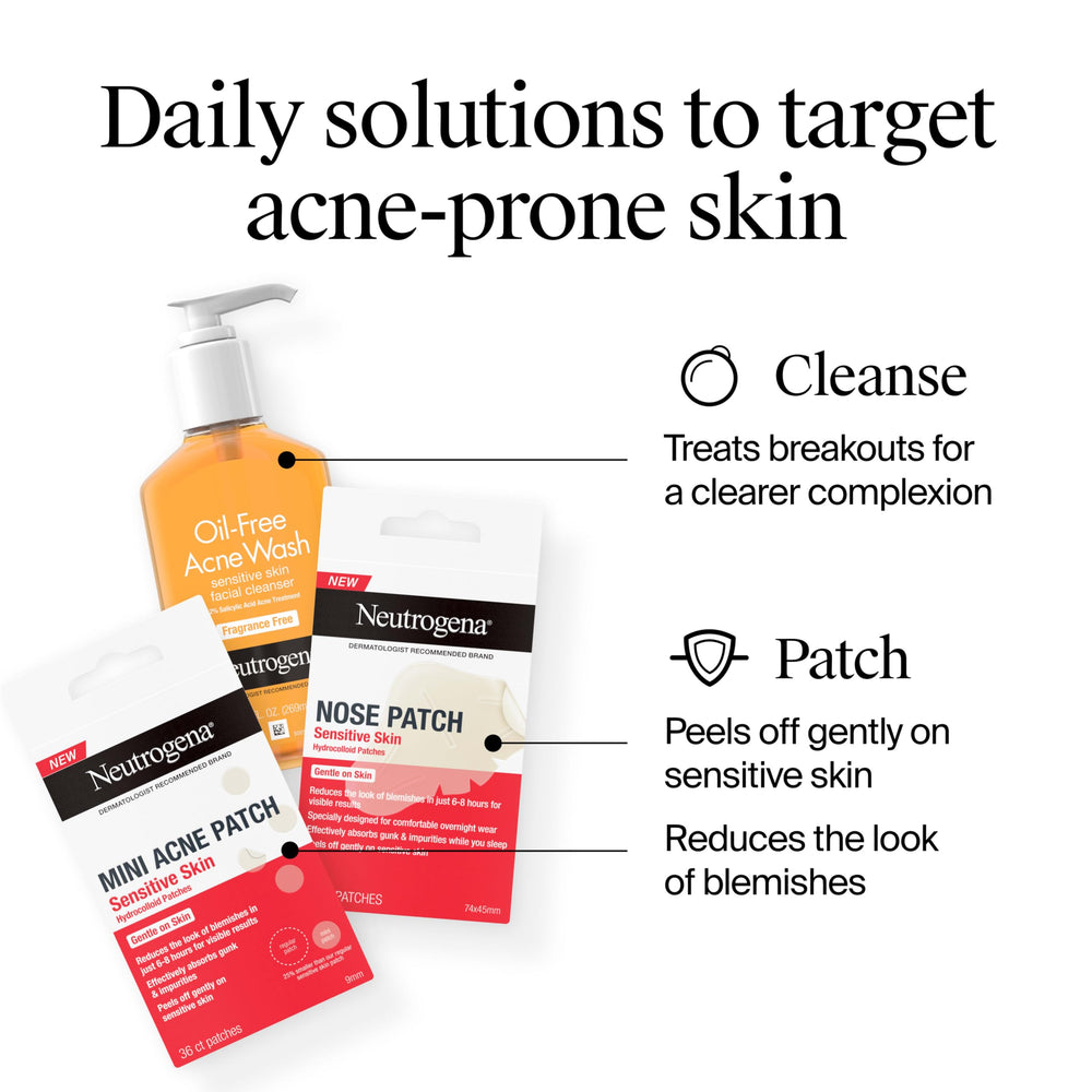 Neutrogena patch on cheek in bed illustrating overnight blemish care