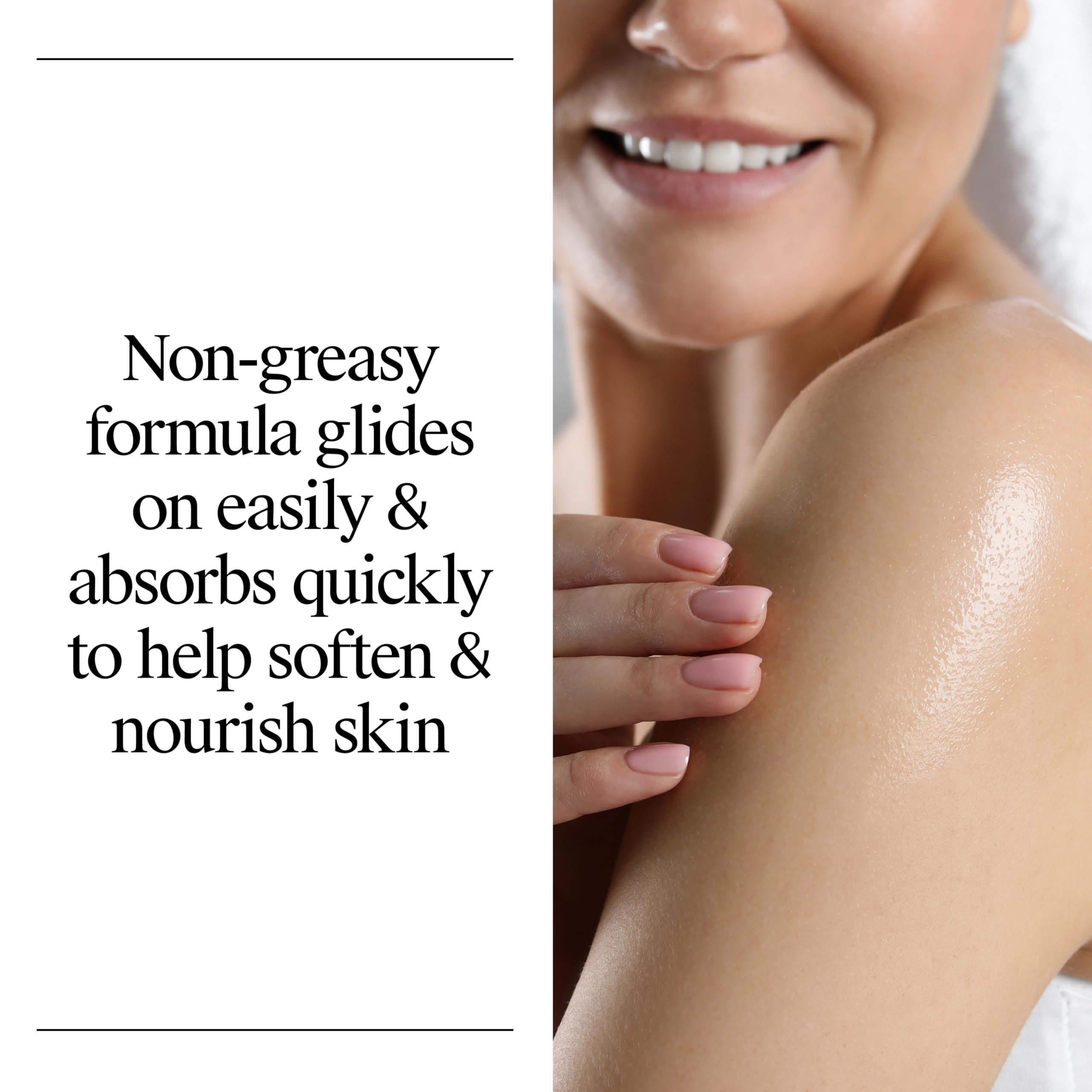 Neutrogena oil texture drop on skin illustrating lightweight absorption benefit