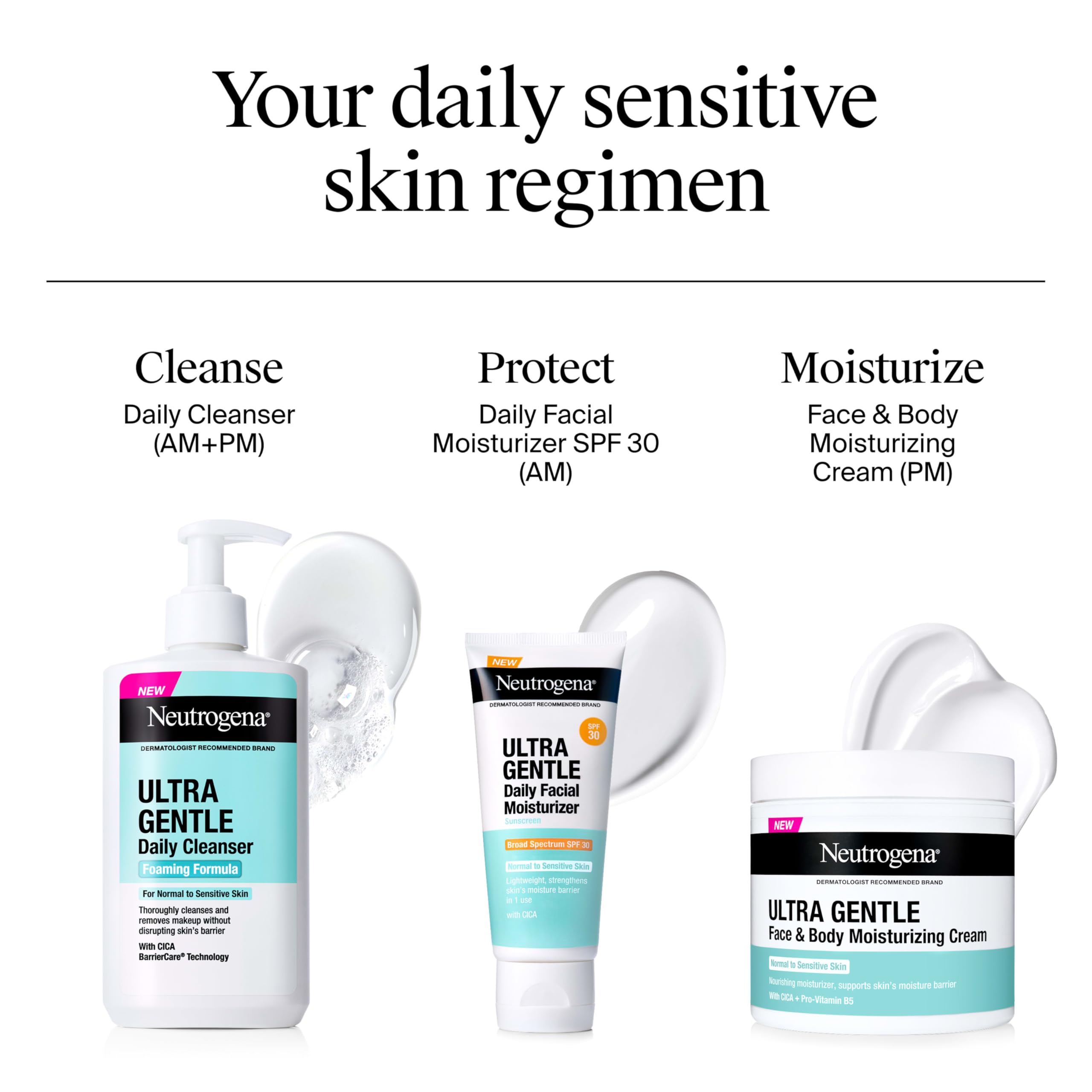 Neutrogena open cap and ingredient panel for transparency and ingredient clarity