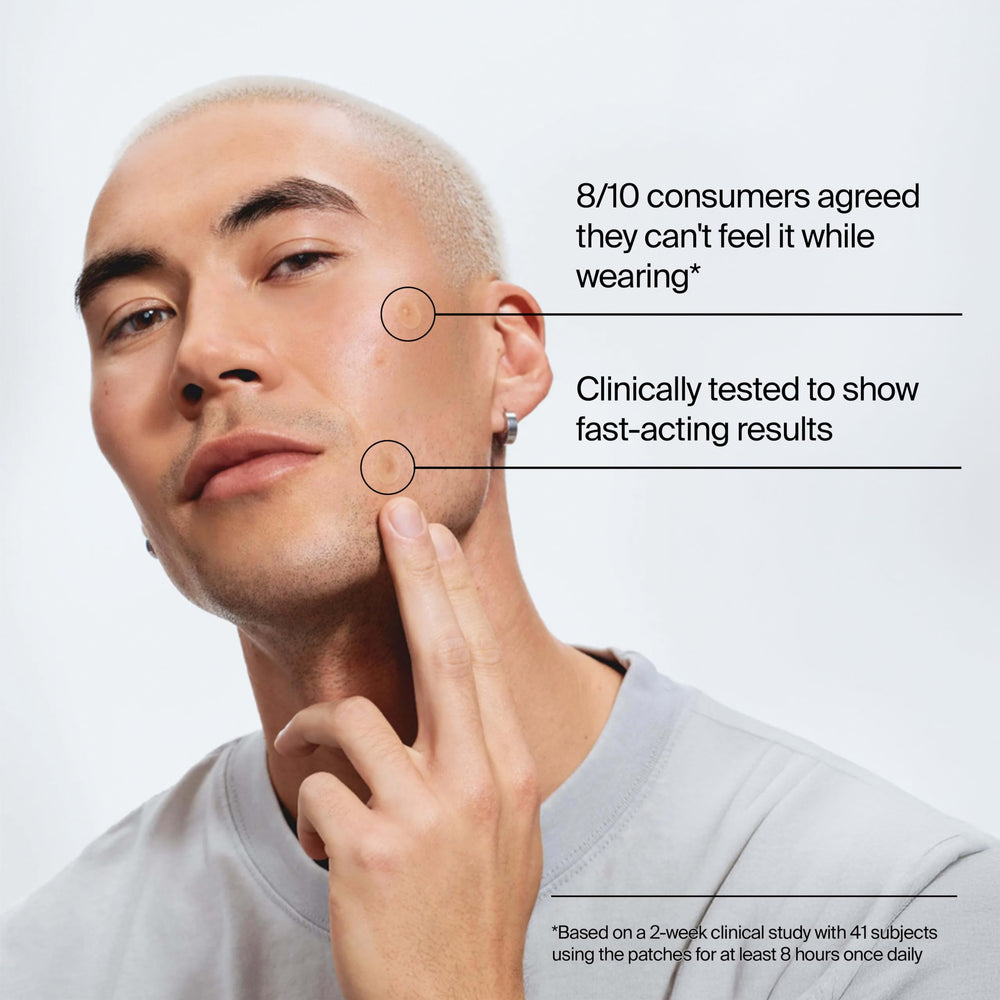 Neutrogena patch on cheek overnight showing reduced redness by morning