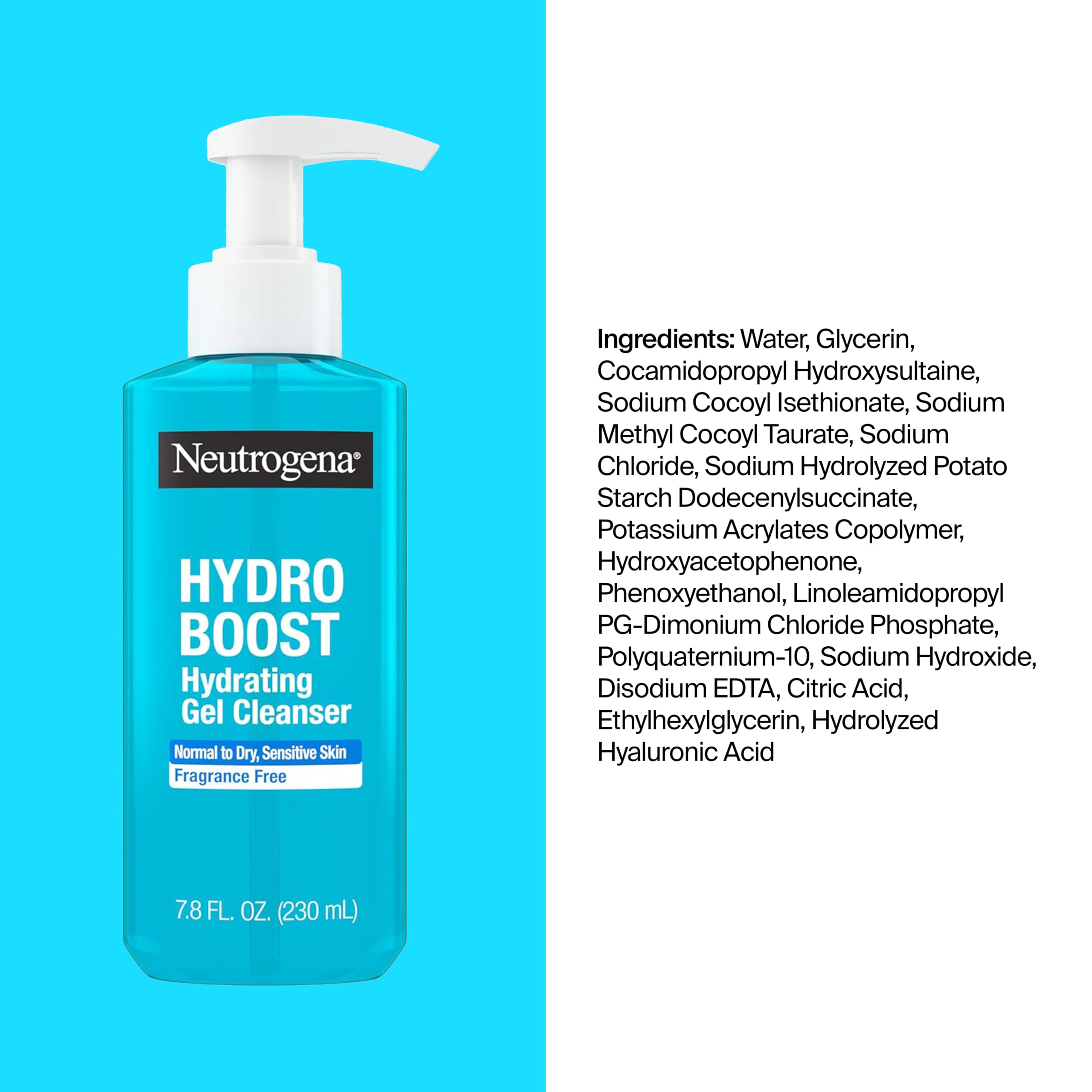 Neutrogena Hydro Boost lineup with cleanser illustrating layered hydration