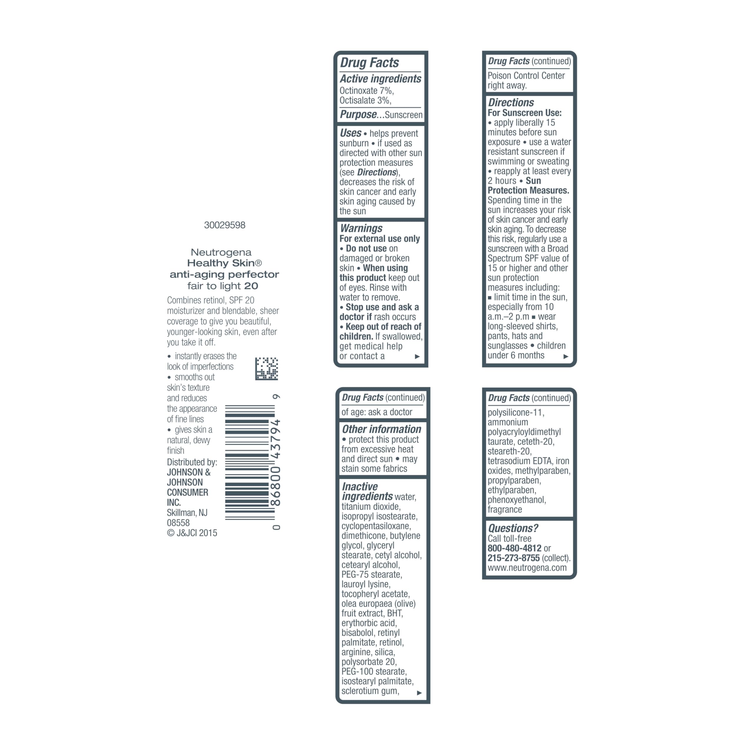 Neutrogena packaging label detail showing ingredients and SPF information