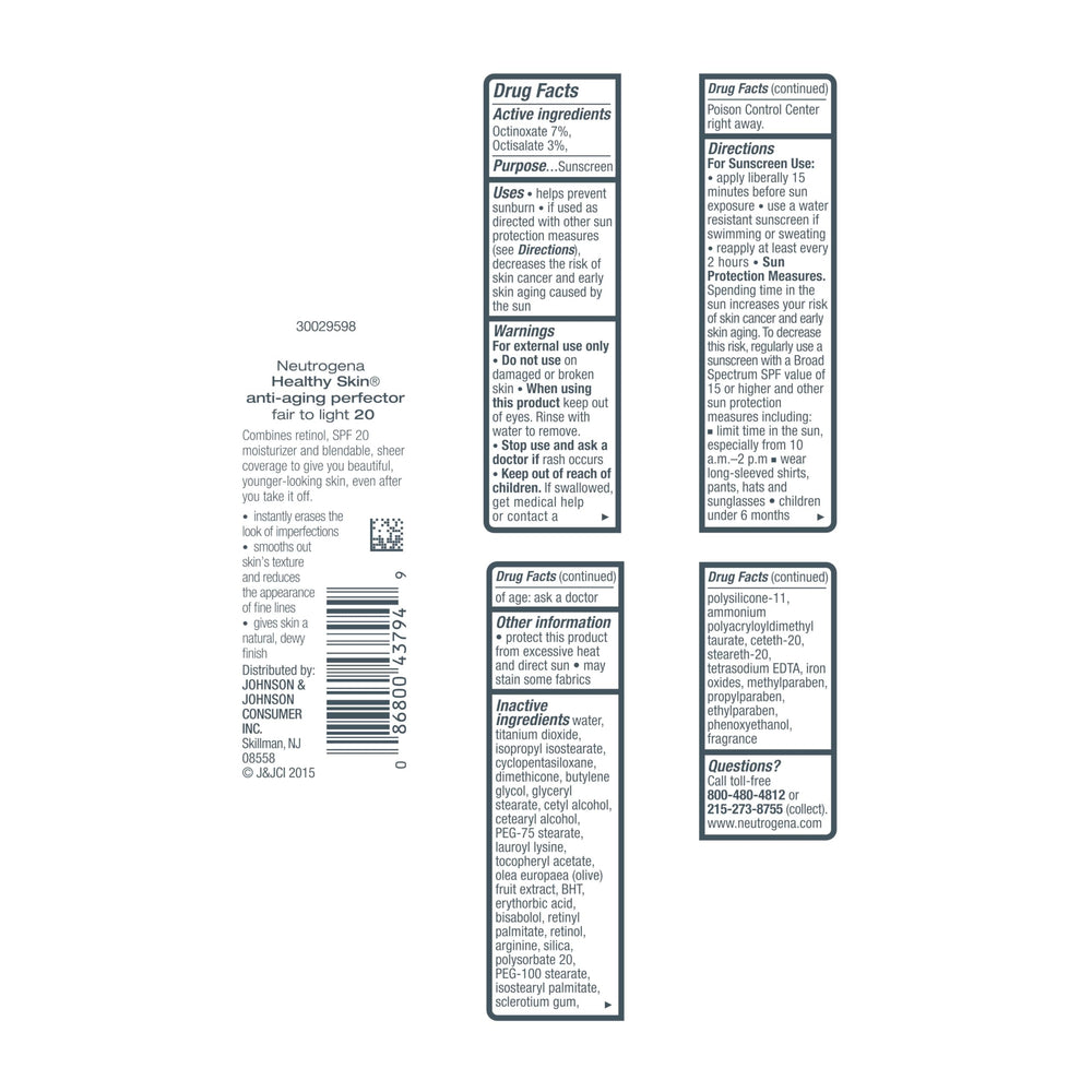 Neutrogena packaging label detail showing ingredients and SPF information