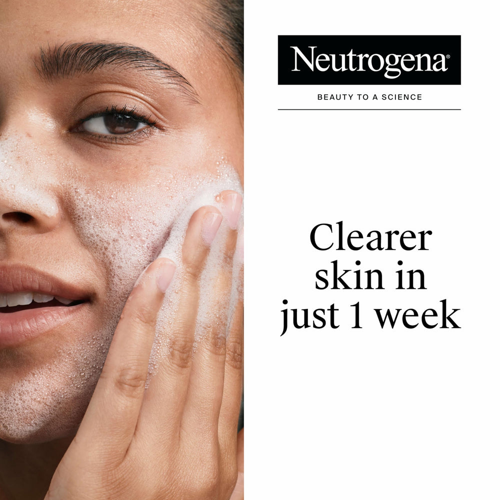 Neutrogena cleanser gel texture close-up highlighting gentle exfoliating action