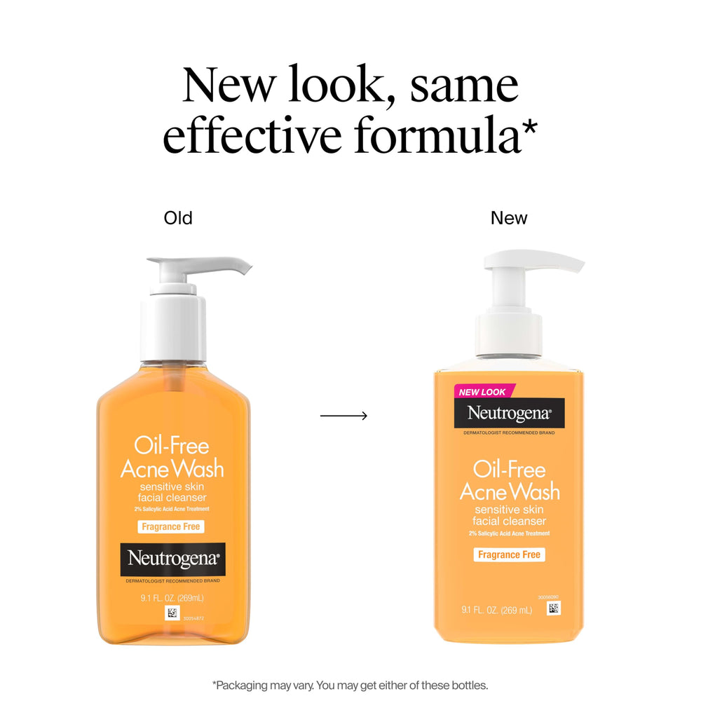Neutrogena pump dispense texture closeup showing gel clarity and gentle feel benefit: visible consistency