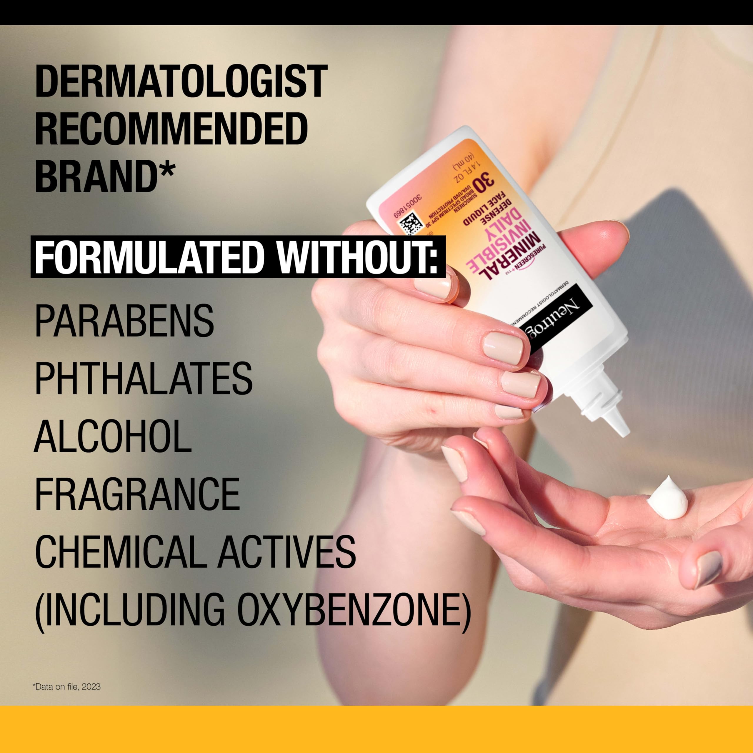 Neutrogena ingredient panel close-up highlighting mineral actives and antioxidants