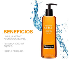 Neutrogena Rainbath gel texture on hand demonstrating smooth conditioning feel