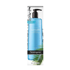 Neutrogena Rainbath 32 oz next to a hand showing bottle size and value