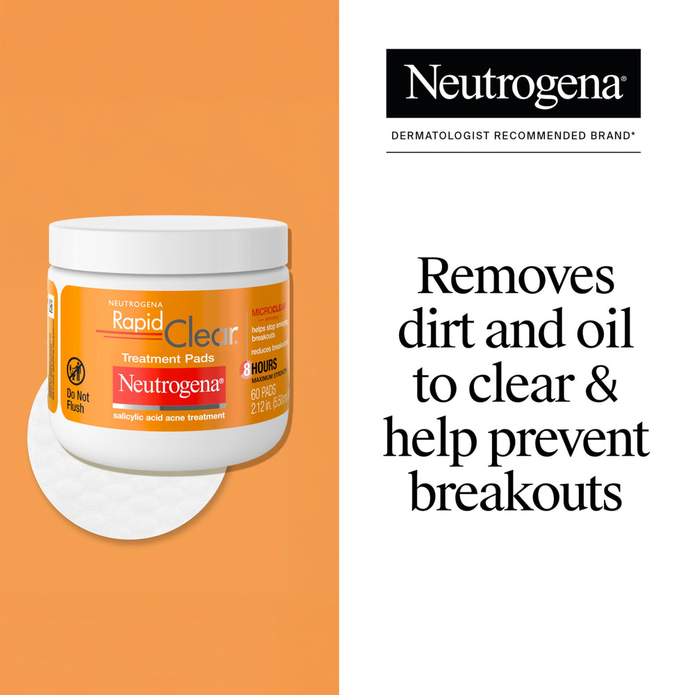 Neutrogena open jar revealing pre-moistened pads ready for quick acne treatment